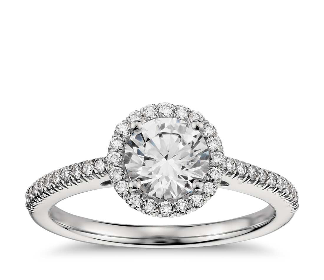 Halo Diamond Rings
 Classic Halo Diamond Engagement Ring in Platinum 1 4 ct