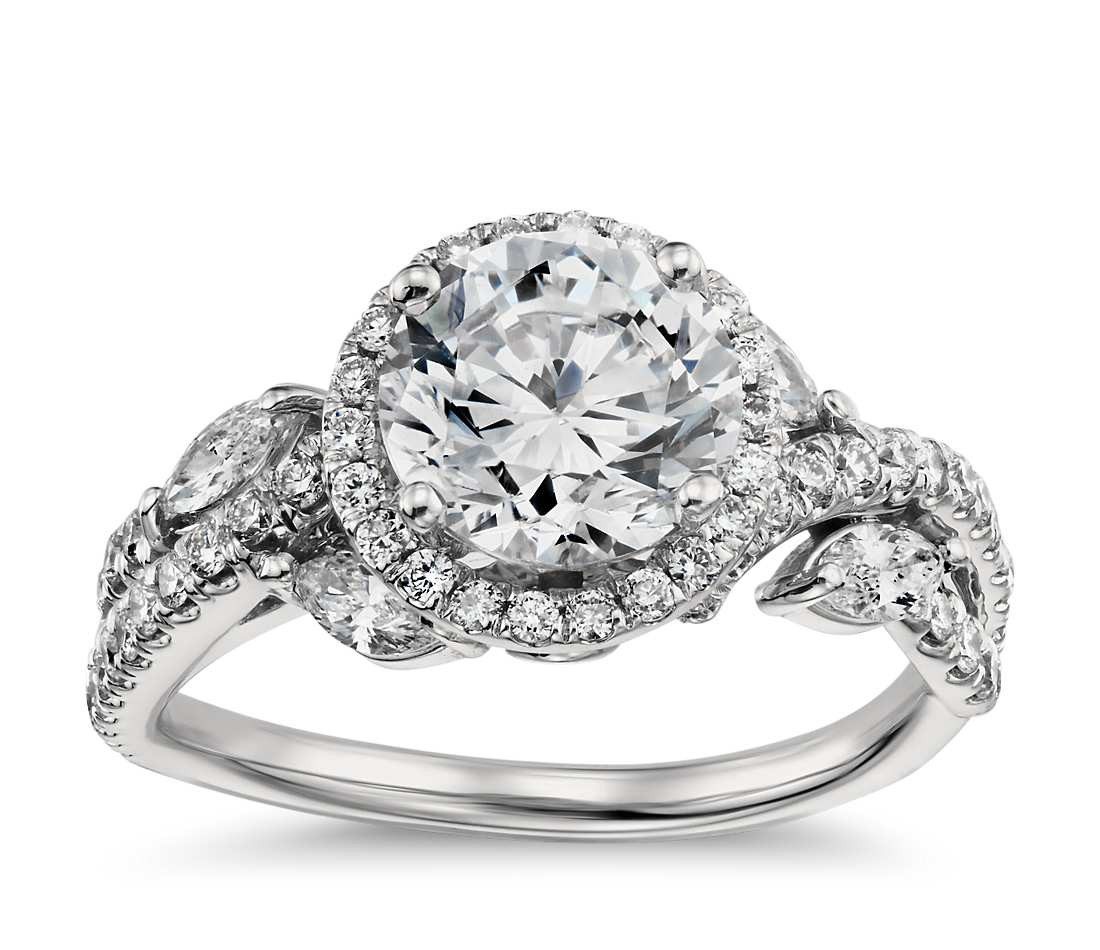 Halo Diamond Rings
 Monique Lhuillier Floral Halo Diamond Engagement Ring in