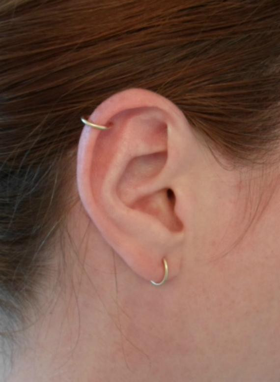 Helix Hoop Earrings
 Yellow Gold Hoop Earring 16 GAUGE Cartilage Tragus Helix