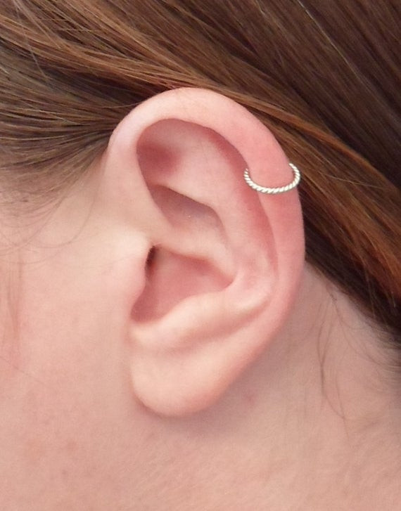 Helix Hoop Earrings
 Hoop Earring Sterling Silver TWISTED Cartilage Tragus by