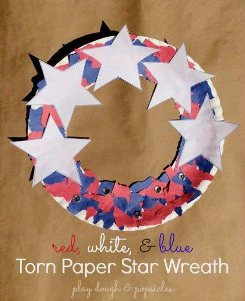 Labor Day Crafts For Toddlers
 Ripped Paper Star Wreath 4th of July