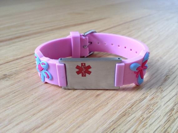 Medical Bracelets For Kids
 Medical alert bracelets for kids light pink by IcetagsID