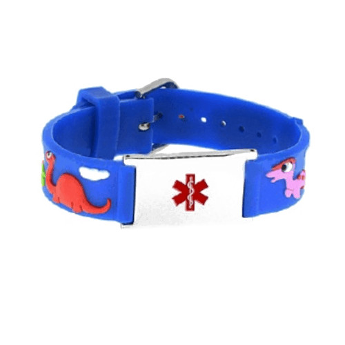 Medical Bracelets For Kids
 Dinosaur Rubber and Stainless Steel Kids Medical ID