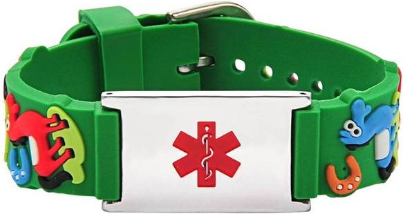 Medical Bracelets For Kids
 green rubber medical ID bracelet for kids