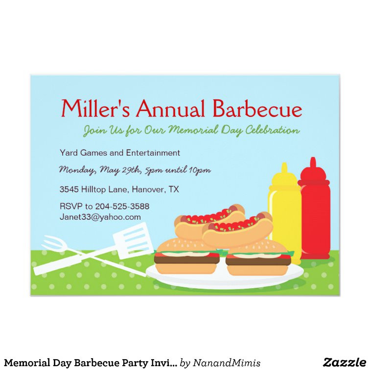 Memorial Day Party Invitations
 Memorial Day Barbecue Party Invitations