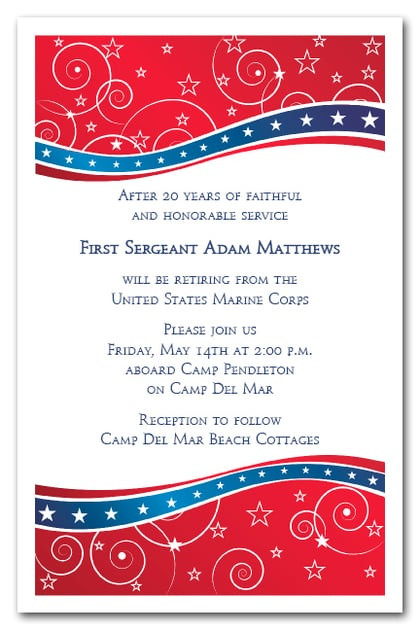 Memorial Day Party Invitations
 Red and Blue Swirls & Stars Invitations 4th of July