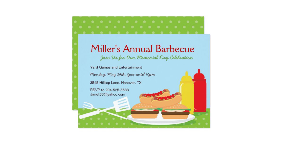 Memorial Day Party Invitations
 Memorial Day Barbecue Party Invitations