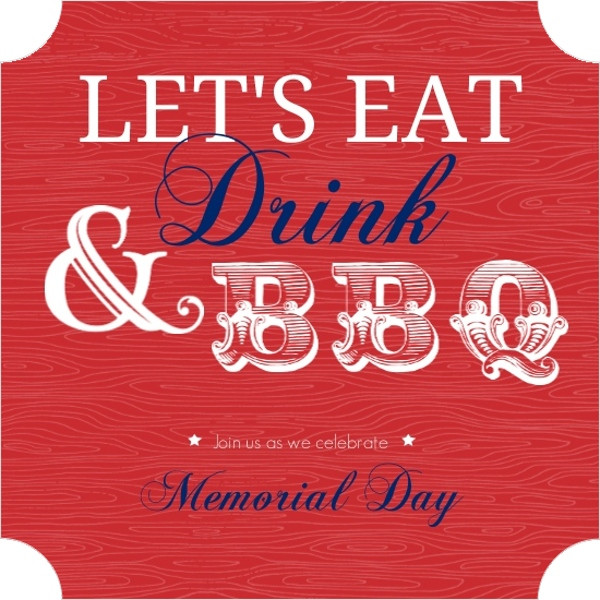Memorial Day Party Invitations
 Red Modern Eat Drink And Bbq Memorial Day Invitation