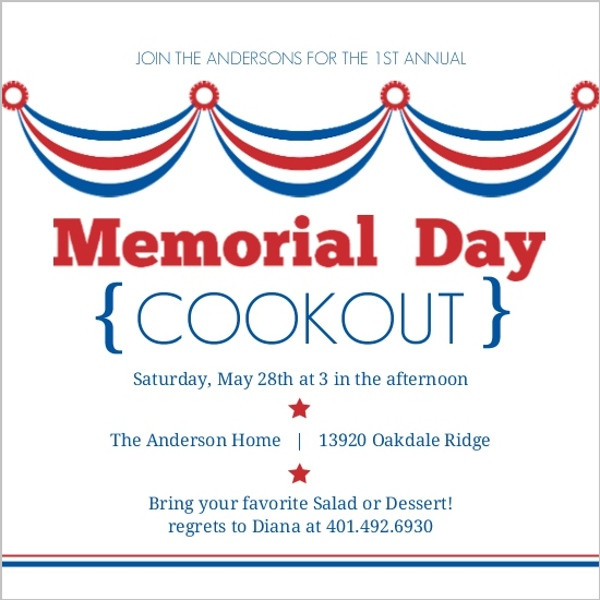 Memorial Day Party Invitations
 Waving Flags Memorial Day Invitation