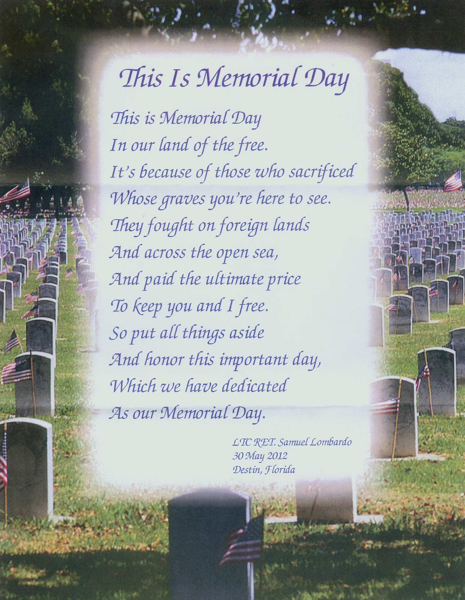 Memorial Day Poetry Quotes
 1 Quote Memorial Day Poems Poetry
