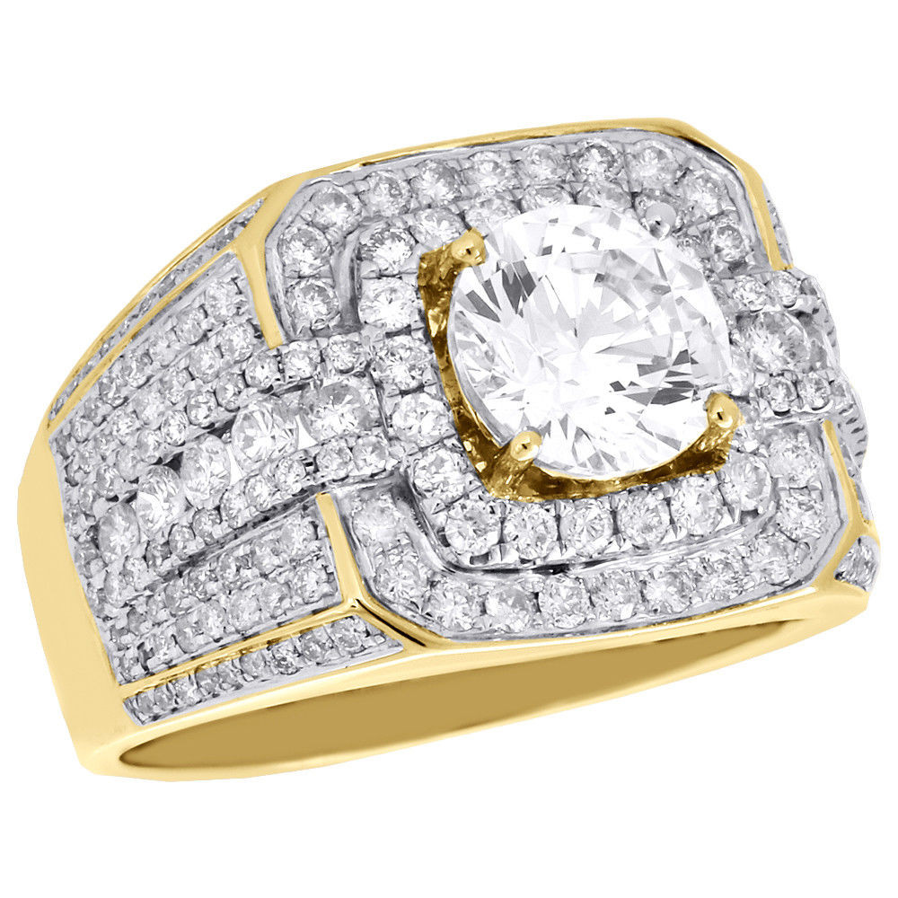 Men Diamond Rings
 10K Yellow Gold Men s Round Diamond Pinky Ring Solitaire
