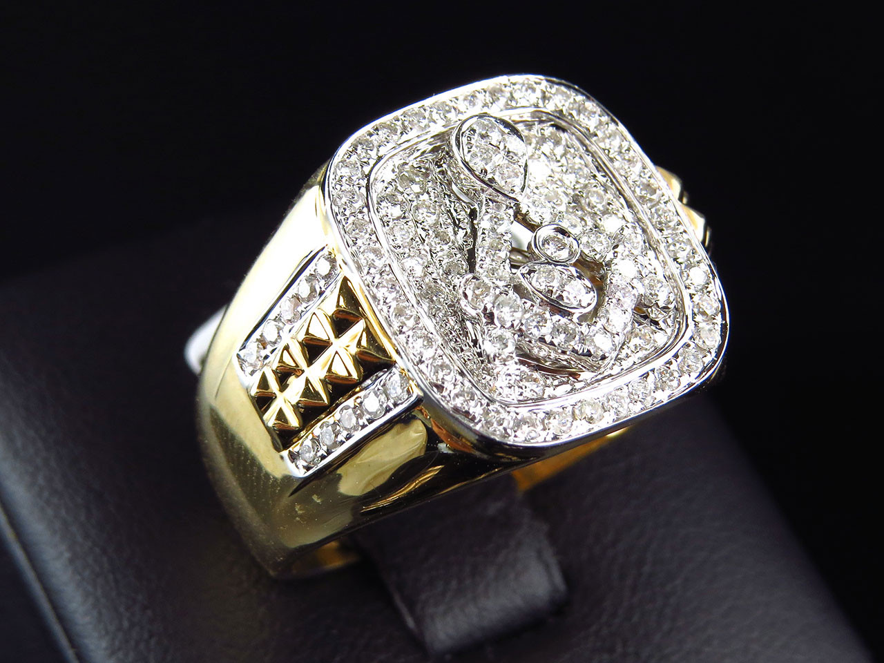 Men Diamond Rings
 14k Yellow Gold Mens XL Round Diamond Masonic Logo Fashion
