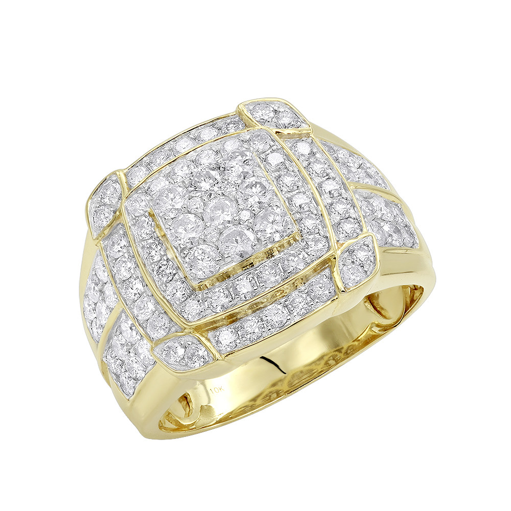 Men Diamond Rings
 Mens Diamond Pinky Rings 10K Gold 2 5 Carat Luxurman