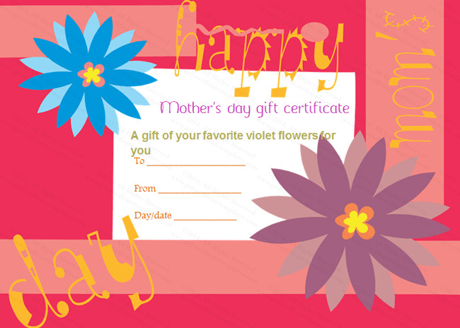 Mothers Day Gift Certificates
 Greek Anemone Mother s Day Gift Certificate Template