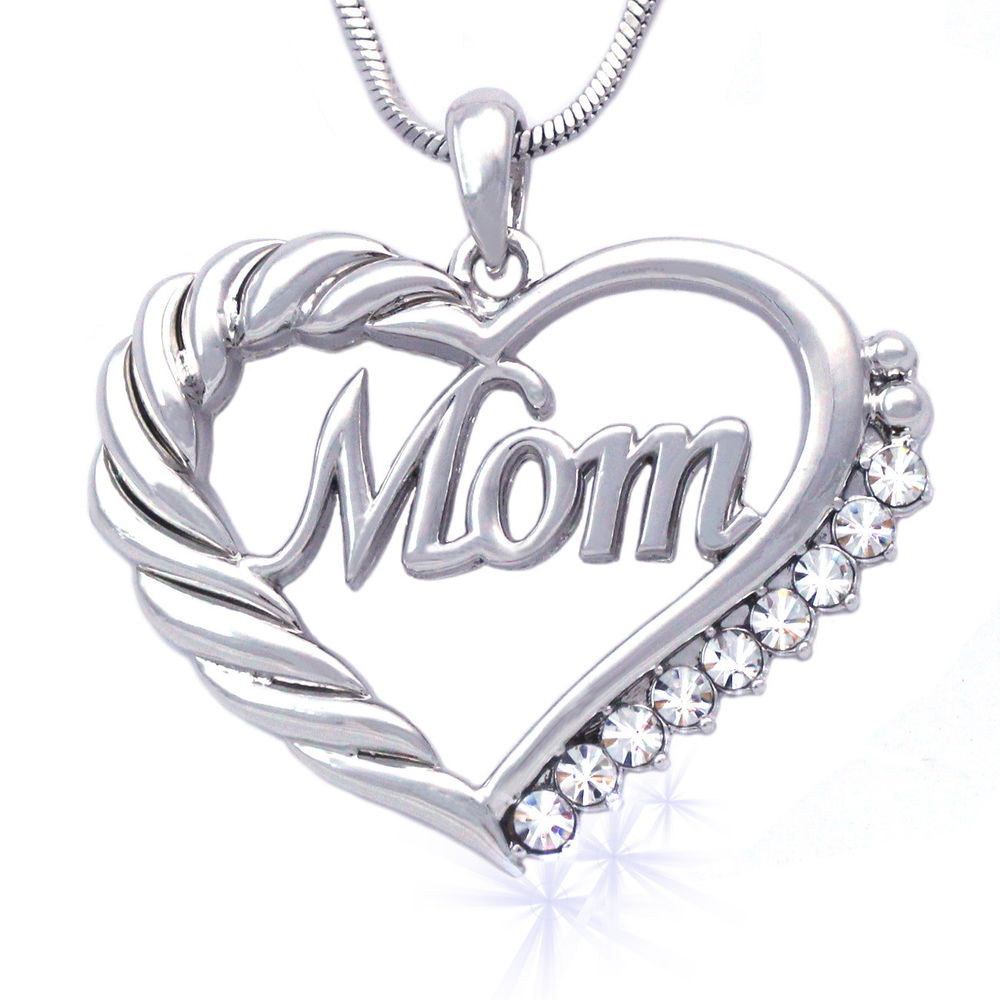 Mothers Day Gifts Jewelry
 Heart MOM Necklace Mothers Day Birthday Gift for Wife MOM