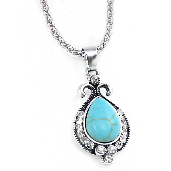 Necklace With Blue Stone
 Vintage blue Stone necklace cute small pendant necklace