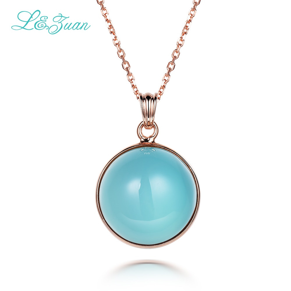 Necklace With Blue Stone
 l&zuan Blue Stone Necklace Natural Chalcedony Luxury 925