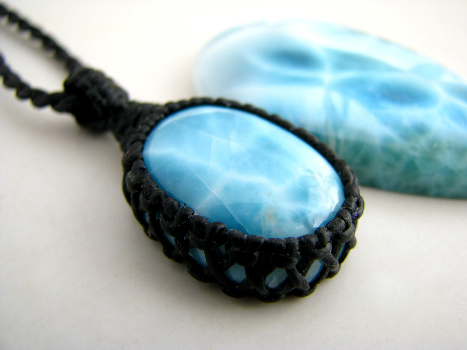 Necklace With Blue Stone
 Larimar Necklace Carribean blue Stone jewelry Gemstone