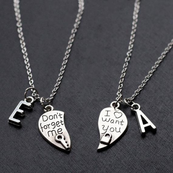 Necklaces For Girlfriend
 his and her necklace boyfriend girlfriend valentines day