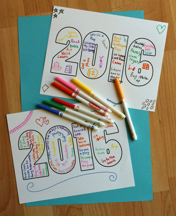 New Year Crafts Ideas
 New Year Word Art Printable for Kids