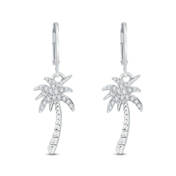 Palm Tree Earrings
 Shop 10k White Gold 1 10ct TDW Diamond Palm Tree Drop