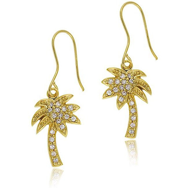 Palm Tree Earrings
 Icz Stonez 18k Gold over Sterling Silver Cubic Zirconia