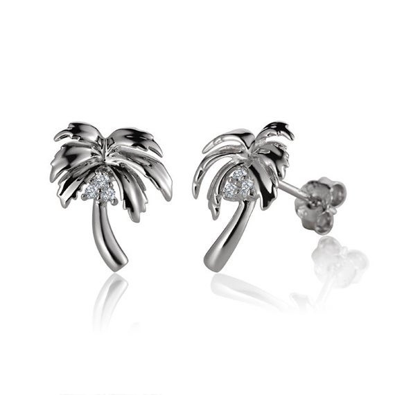 Palm Tree Earrings
 Sterling Silver Palm Tree Earrings