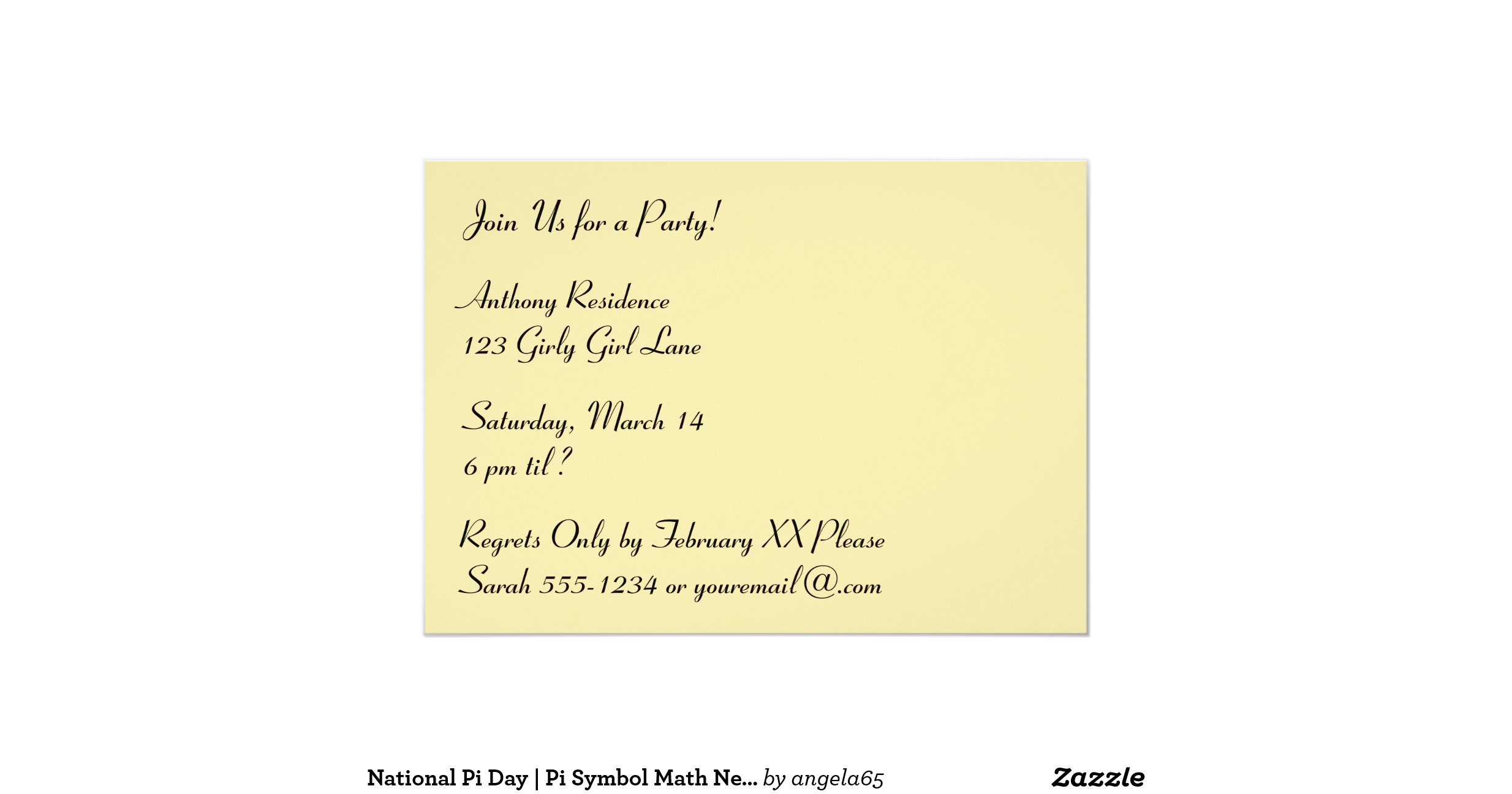 Pi Day Party Invitations
 National Pi Day Pi Symbol for Math Nerds March 14 13 Cm X