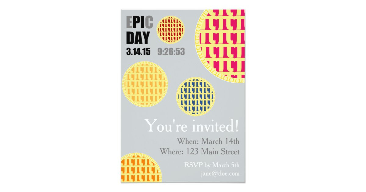 Pi Day Party Invitations
 Pi Day Party Invitation Card E PI C DAY 2015