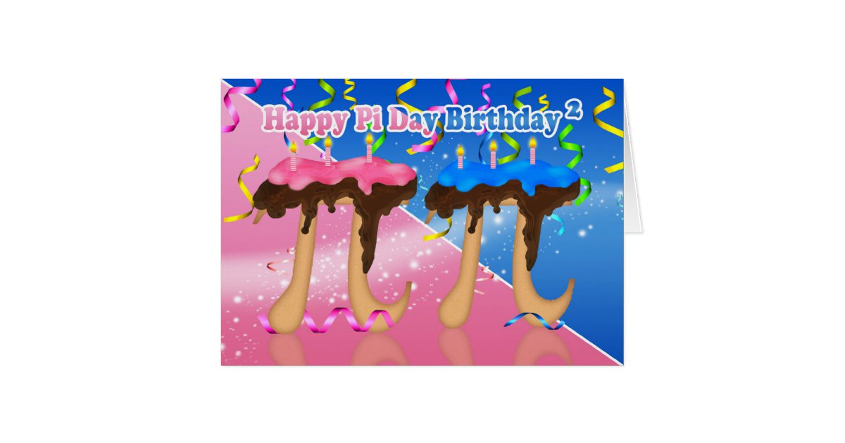Pi Day Party Invitations
 Twins Birthday Cake Pi Day 3 14 March 14th Card