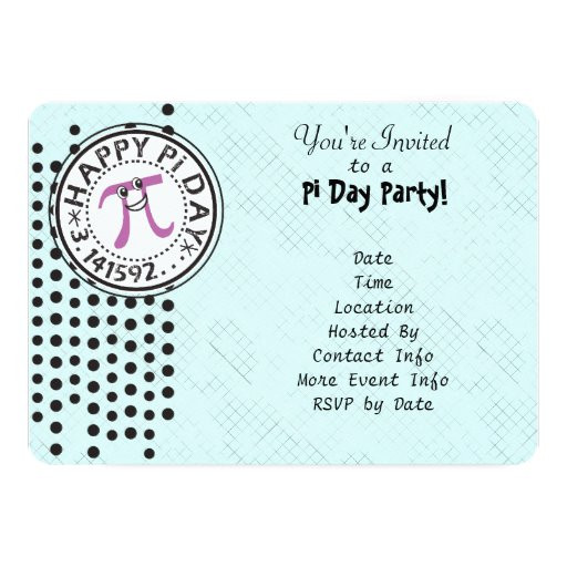 Pi Day Party Invitations
 Customize Cute Polka Dot Happy Pi Day Party 5x7 Paper
