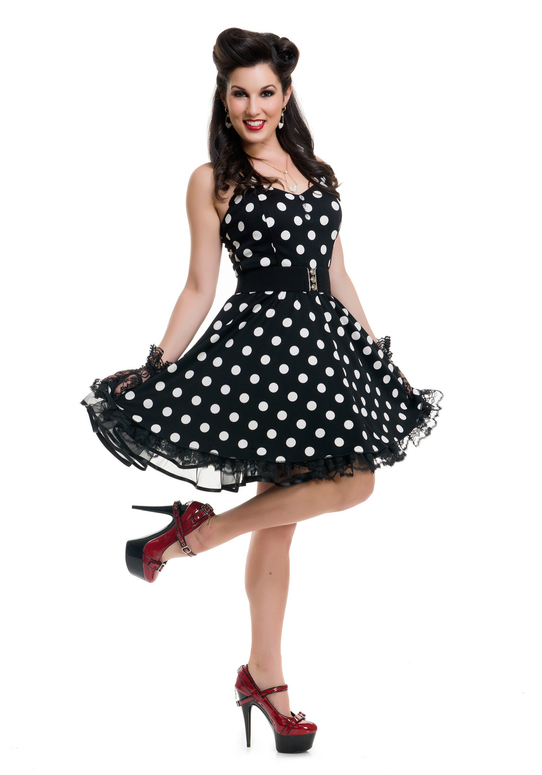 Pins Outfit
 Women s Black Polka Dot Pin Up Costume