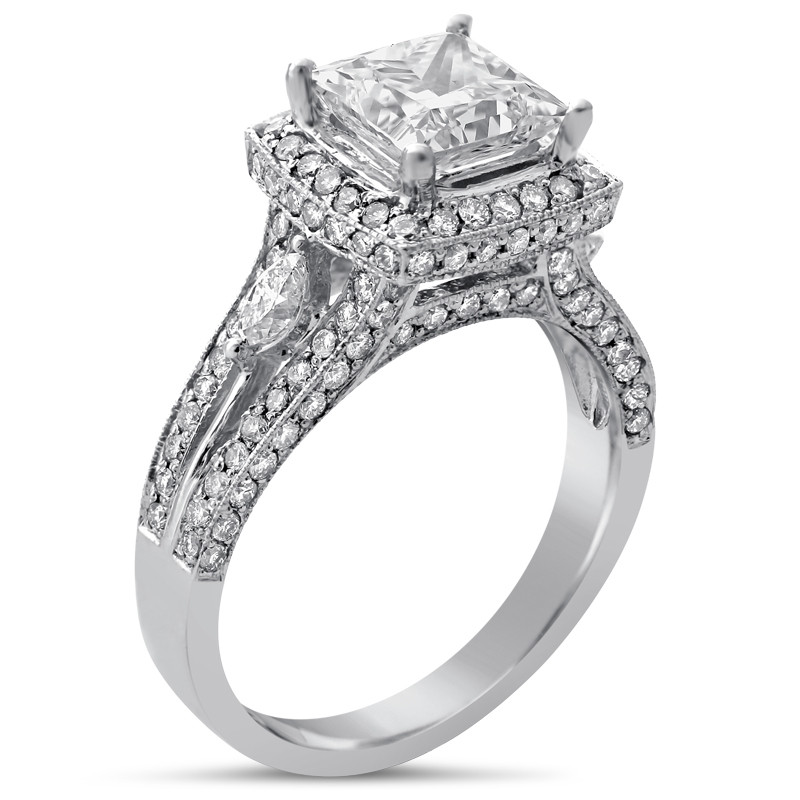 Princess Cut Vintage Engagement Ring
 Princess Cut Split Shank Antique Style Diamond Engagement