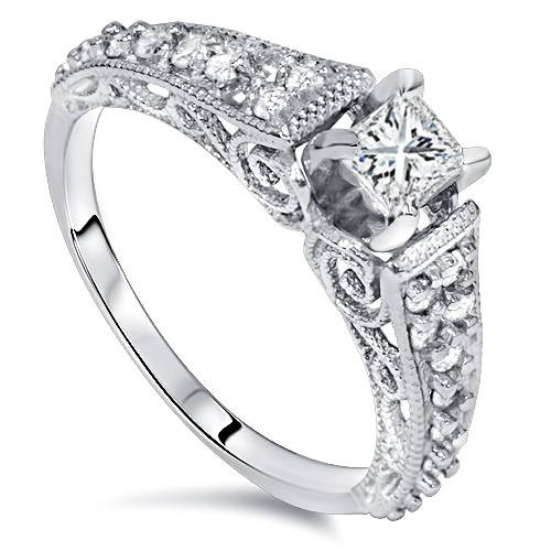 Princess Cut Vintage Engagement Ring
 5 8ct Vintage Filigree Princess Cut Diamond Engagement