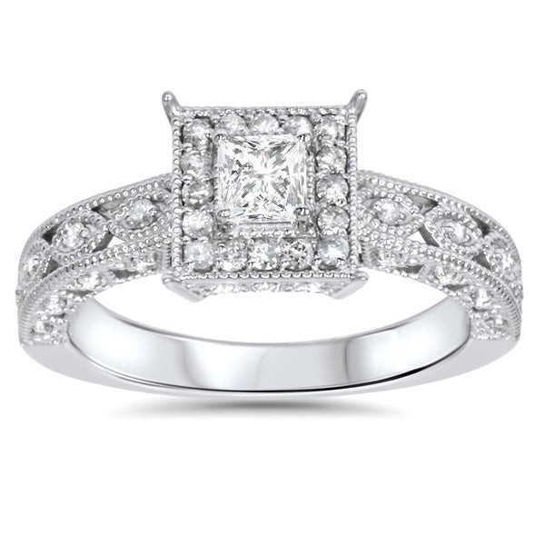 Princess Cut Vintage Engagement Ring
 Shop 14k White Gold 5 8ct TDW Halo Vintage Princess cut