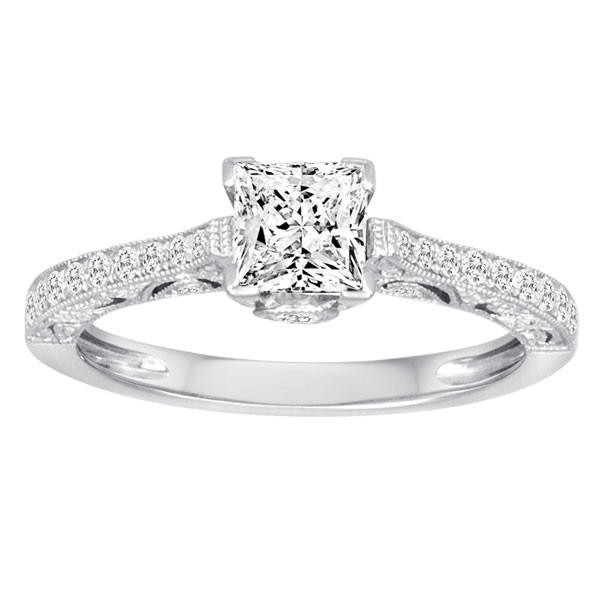 Princess Cut Vintage Engagement Ring
 Diadori Princess Cut Vintage Inspired Semi Mount