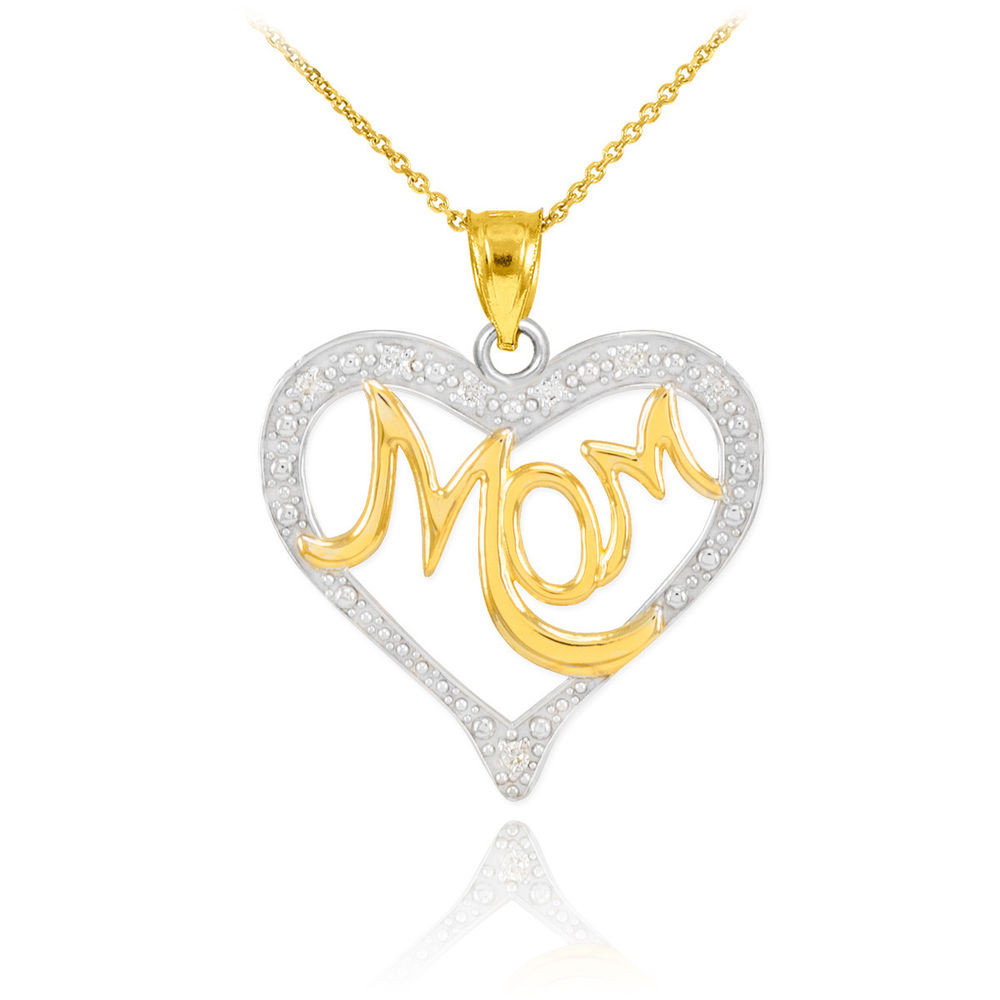 Qvc Mother's Day Gifts
 Mother s Day Gifts 14K Two Tone Gold Diamond Studded Mom