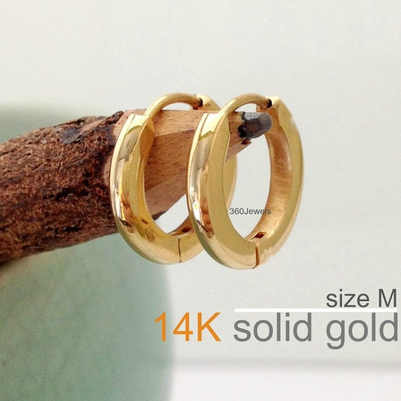 Real Gold Earrings For Men
 14K Real Solid Yellow Gold Mens Earrings Hoop by