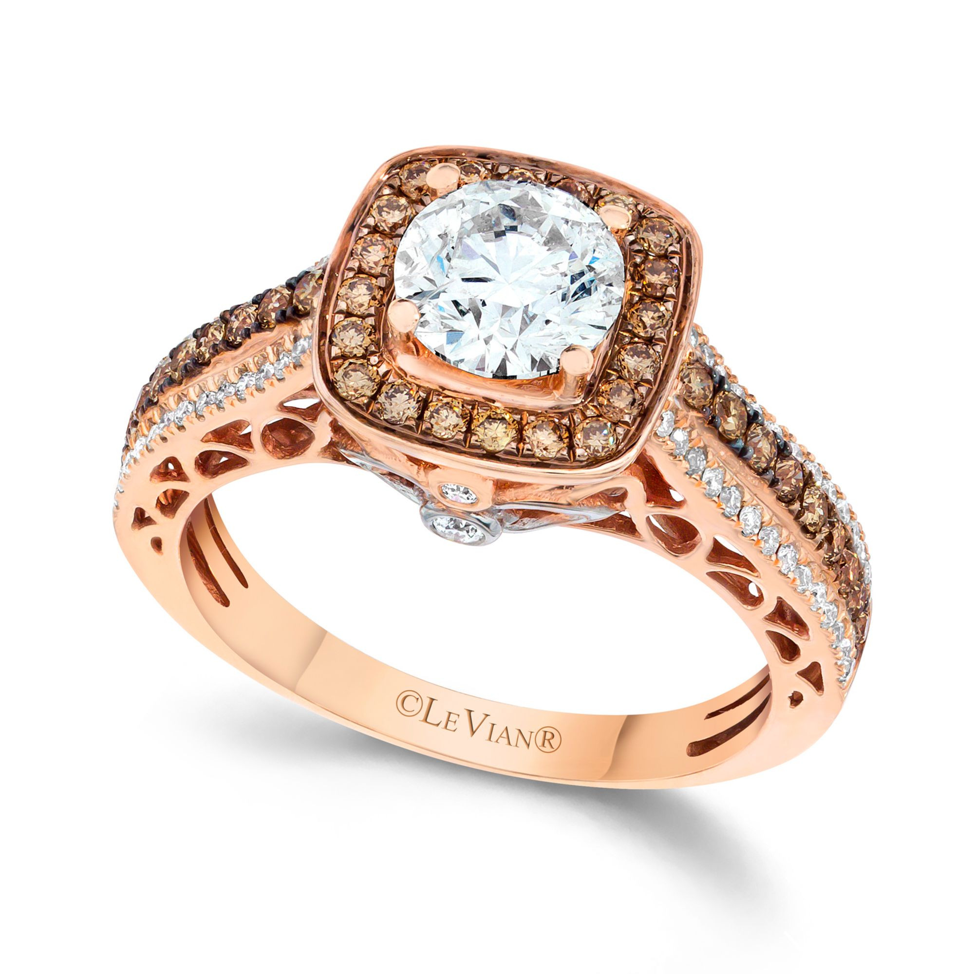 Rose Gold Engagement Rings With Chocolate Diamonds
 Le vian Chocolate and White Diamond Engagement Ring in 14k