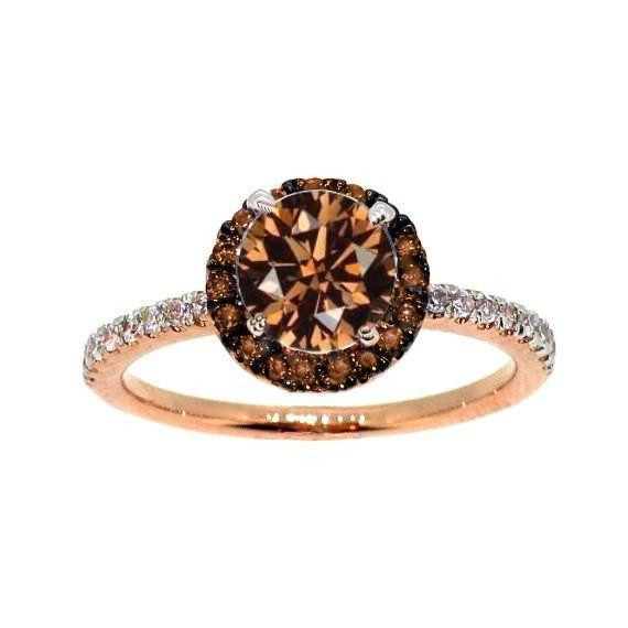 Rose Gold Engagement Rings With Chocolate Diamonds
 1 Carat Brown Diamond Floating Halo Rose Gold White