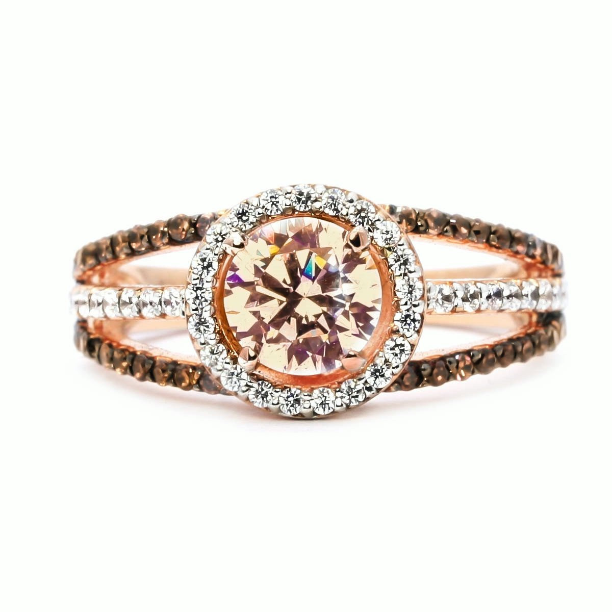 Rose Gold Engagement Rings With Chocolate Diamonds
 Floating Halo Rose Gold White & Brown Diamonds 6 5 mm
