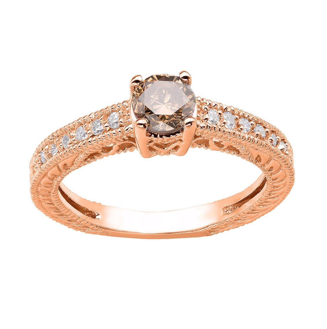 Rose Gold Engagement Rings With Chocolate Diamonds
 Fancy Champagne Brown Diamond Engagement Ring 14K Rose Gold