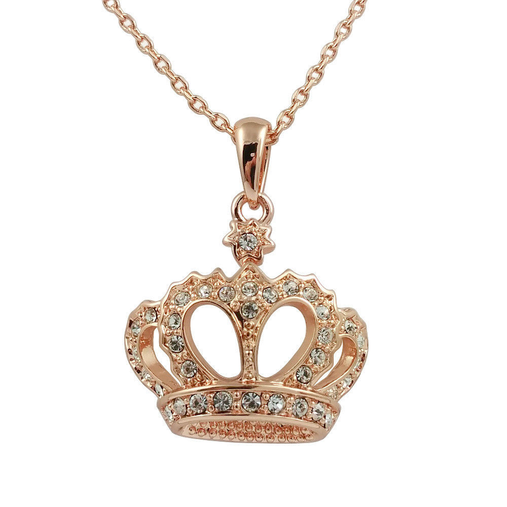 Rose Gold Necklace
 Fashion Jewelry 18k Rose Gold Plated Crown Necklace