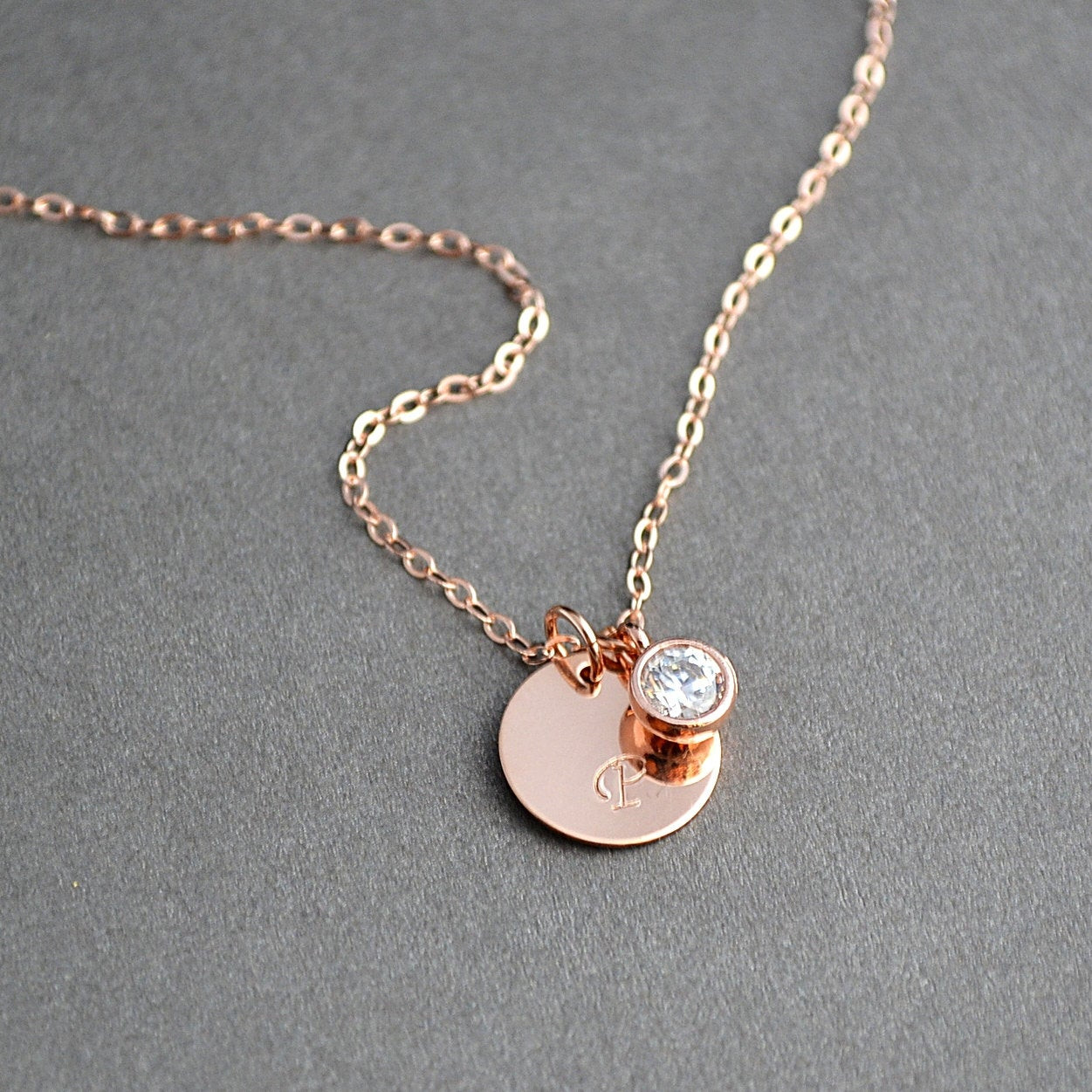 Rose Gold Necklace
 Rose Gold Initial Necklace Personalized Necklace Bridesmaid