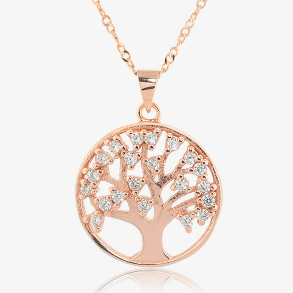 Rose Gold Necklace
 Sterling Silver Lifes Tree Necklace With Rose Gold Finish