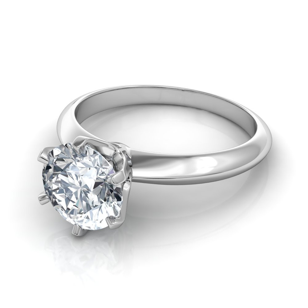 Round Solitaire Diamond Engagement Rings
 Six Prong Round Brilliant Solitaire Diamond Engagement