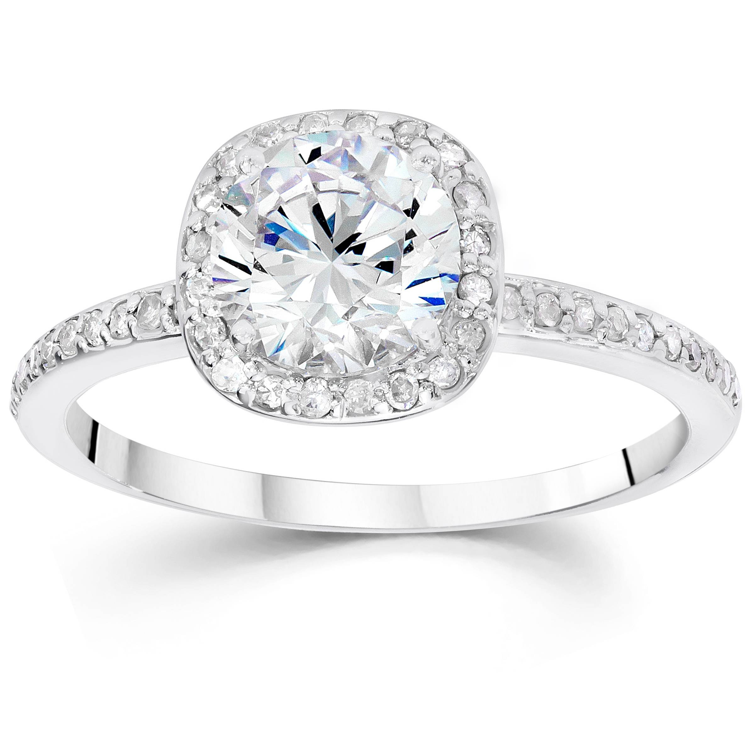 Round Solitaire Diamond Engagement Rings
 5 8ct Cushion Halo Diamond Engagement Ring 14K White Gold
