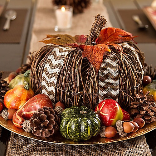 Rustic Thanksgiving Decor
 Twig Pumpkin Centerpiece Idea Thanksgiving Rustic