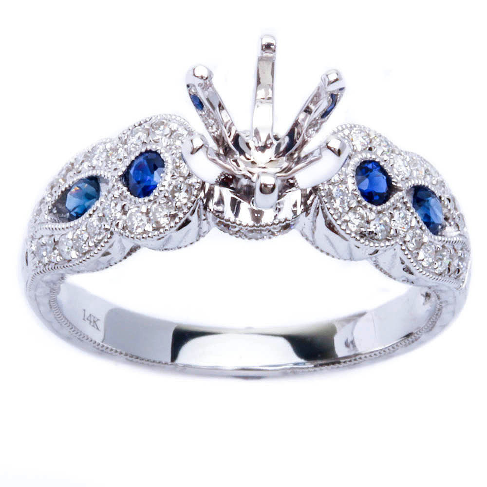 Sapphire Diamond Engagement Ring
 57ct Genuine Blue Sapphire & Diamond Engagement Semi