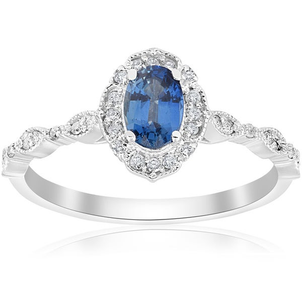 Sapphire Diamond Engagement Ring
 Shop 14K White Gold 3 4 ct TDW Blue Sapphire & White